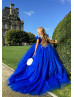 Royal Blue Tulle Long Flower Girl Dress Princess Dress